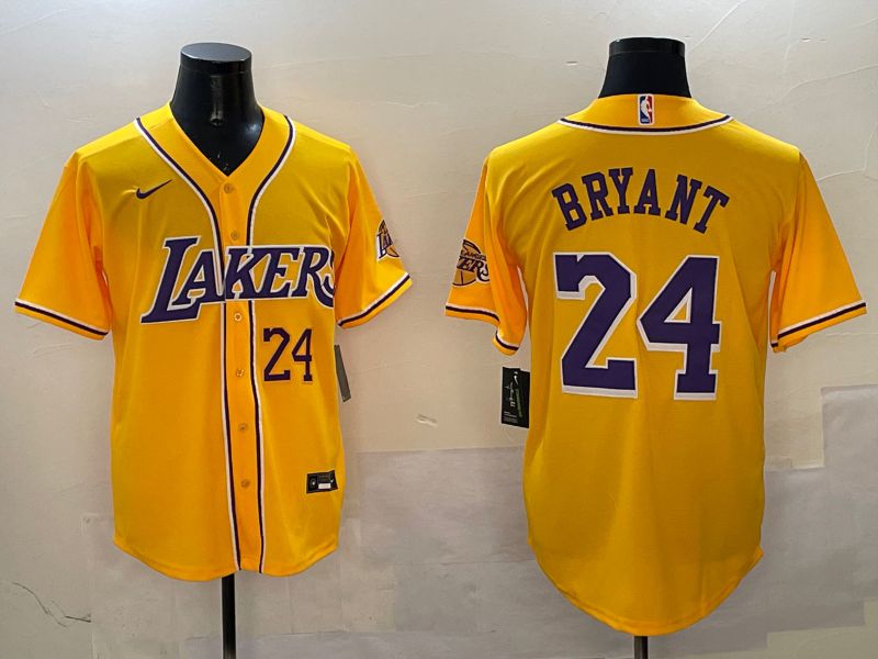 Men Los Angeles Lakers #24 Bryant Yellow Joint Name Nike 2025 NBA Jersey style 14->los angeles lakers->NBA Jersey